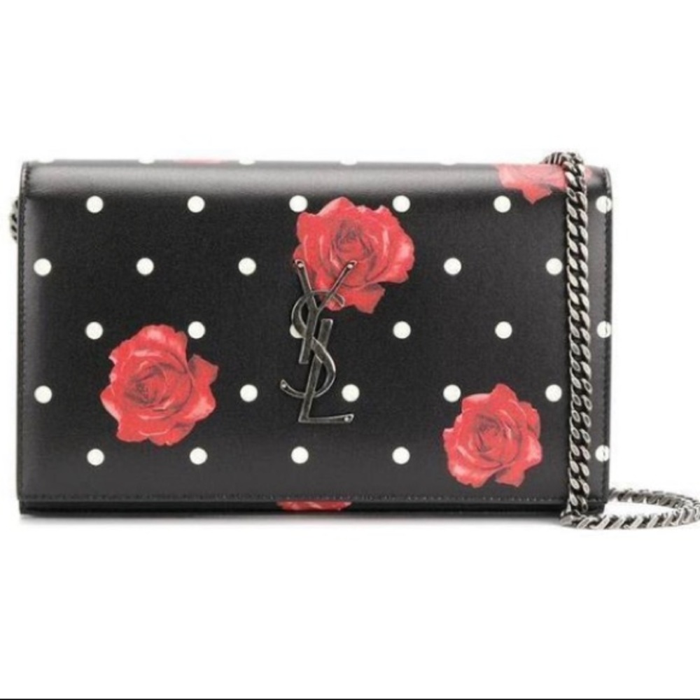 Saint Laurent Polka Dot Floral Monogram WOC - Picture 1 of 11